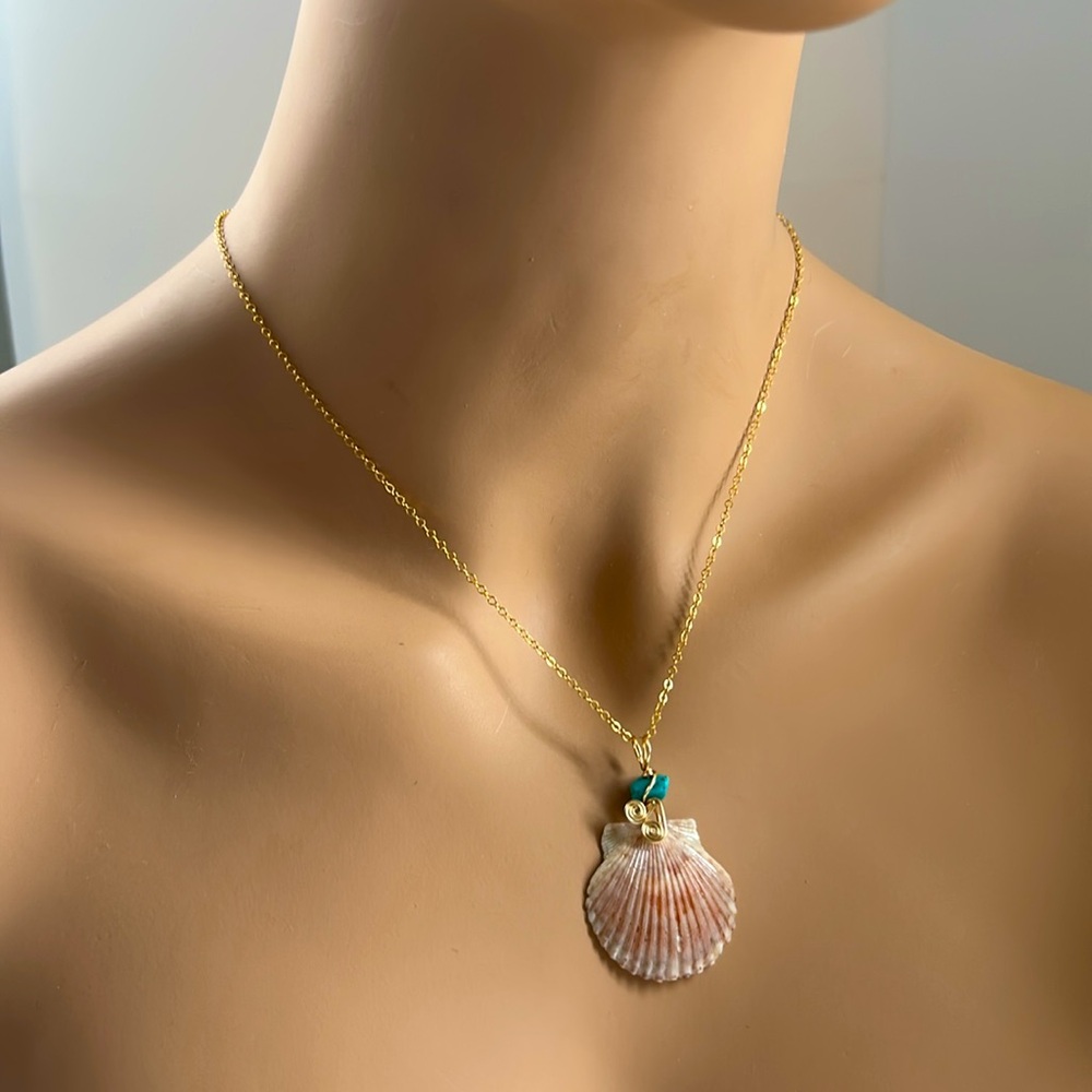 Gold and Turquoise Shell Pendant